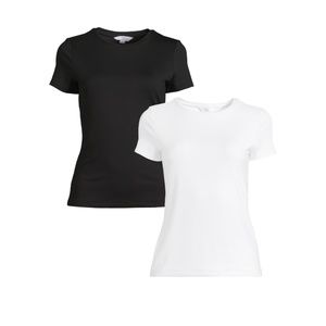 Time and Tru Women's Round Neck Smooth Tee with Short Sleeves